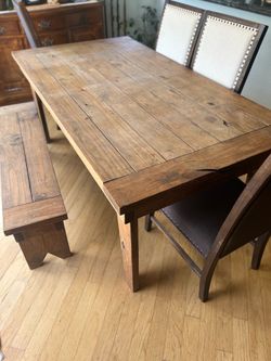 6 piece Solid wood farmhouse dining table