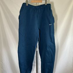 Nike Solo Swoosh Fleece Pants Mens Blue Loose Tapered Pull-On Heavyweight