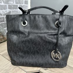Michael Kors Jet Set Signature Black PVC Logo Tote