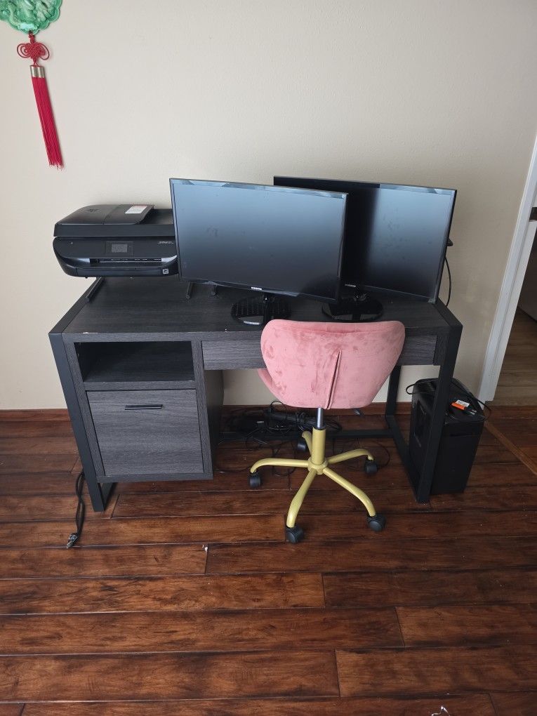 Comp Desk, Samsung Monitors, Hp Printer