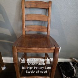 Pottery Barn Wooden Bar Height Stools