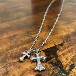 Double Cross Gothic Silver Chain