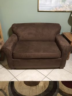 $350…. Small brown couch with twin size bed