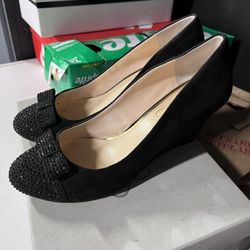 Jessica Simpson Seley Wedge Heels Black Suede Size 7.5