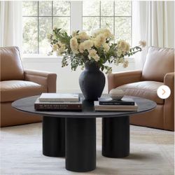 Pedestal 40 in. x 40 in. Black Round Wood Coffee Table