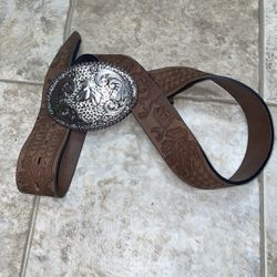 Cowgirl Genuine Top Grain Leather Belt with Belt Buckle