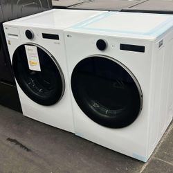 LG 4.5 cu. ft. Stackable Smart Front Load Washer & 7.4 cu. ft. Vented Stackable SMART Gas Dryer 