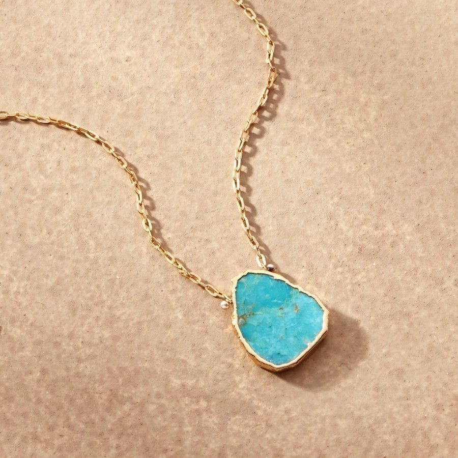 Gold Edged Turquoise Necklace