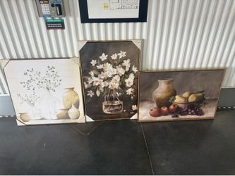 Set of 3 at home gold framed canvas only used for staging. Take 1 take all