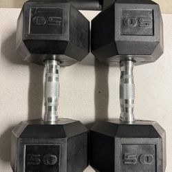 SFE Rubber Hex Dumbbells 50 Pounds