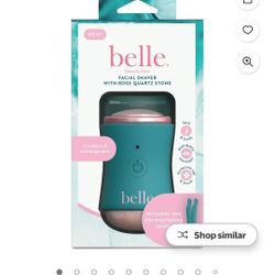 Belle Women's Electric Facial Shaver, Rechargeable, Rose Quartz Massager, with 2 Dermaplaning Razors