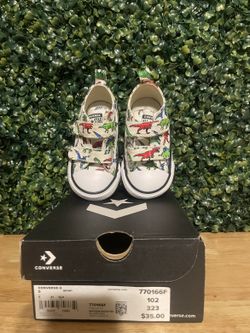 Converse Chuck Taylor All Star 2V Ox Dinosaur Print Infant Size 5 New with Box