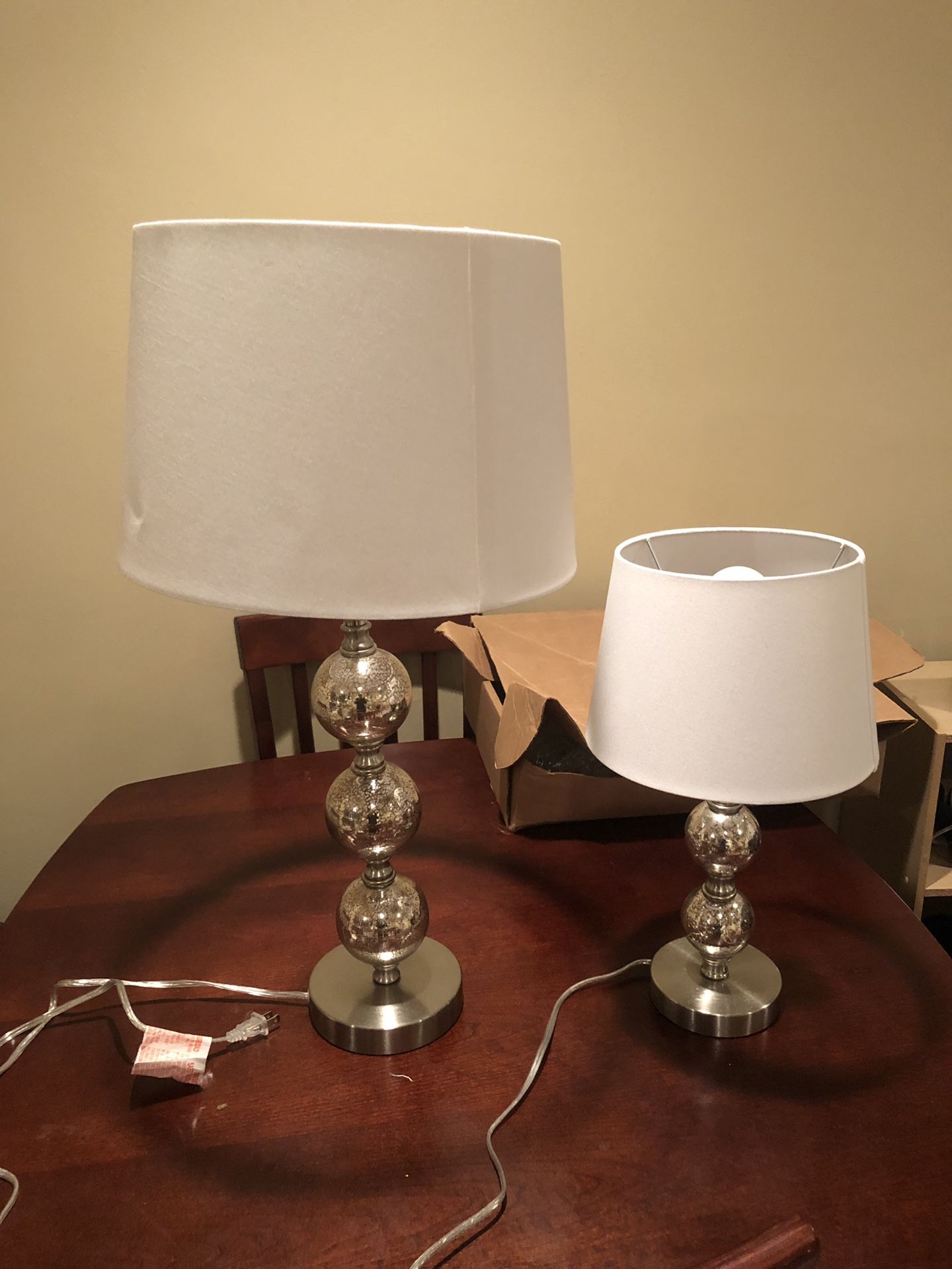 Matching silver lamps