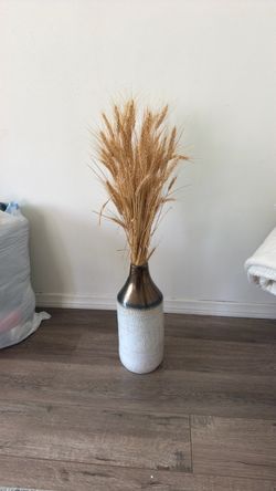Ceramic Vase with Dried Wheat Stems