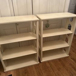 Set of two ivory white bookshelves