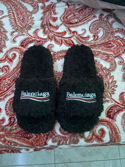 Balenciaga Furry Slide Slippers Black