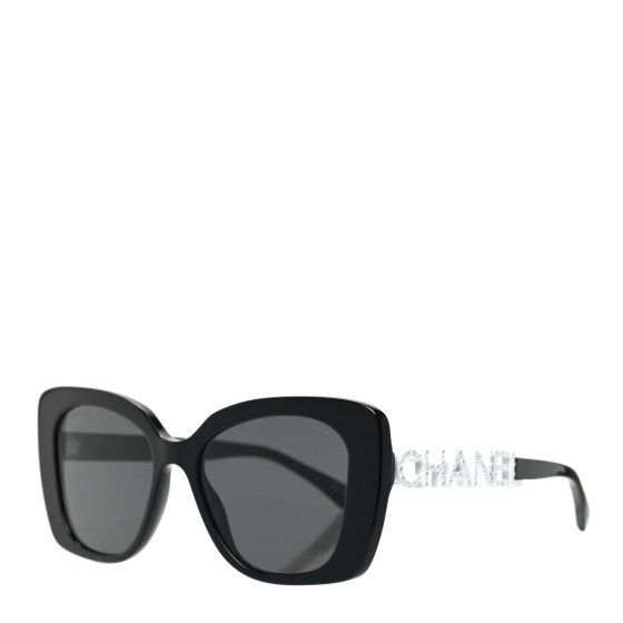 CHANEL Acetate Strass Square Sunglasses 5422-B Black White for