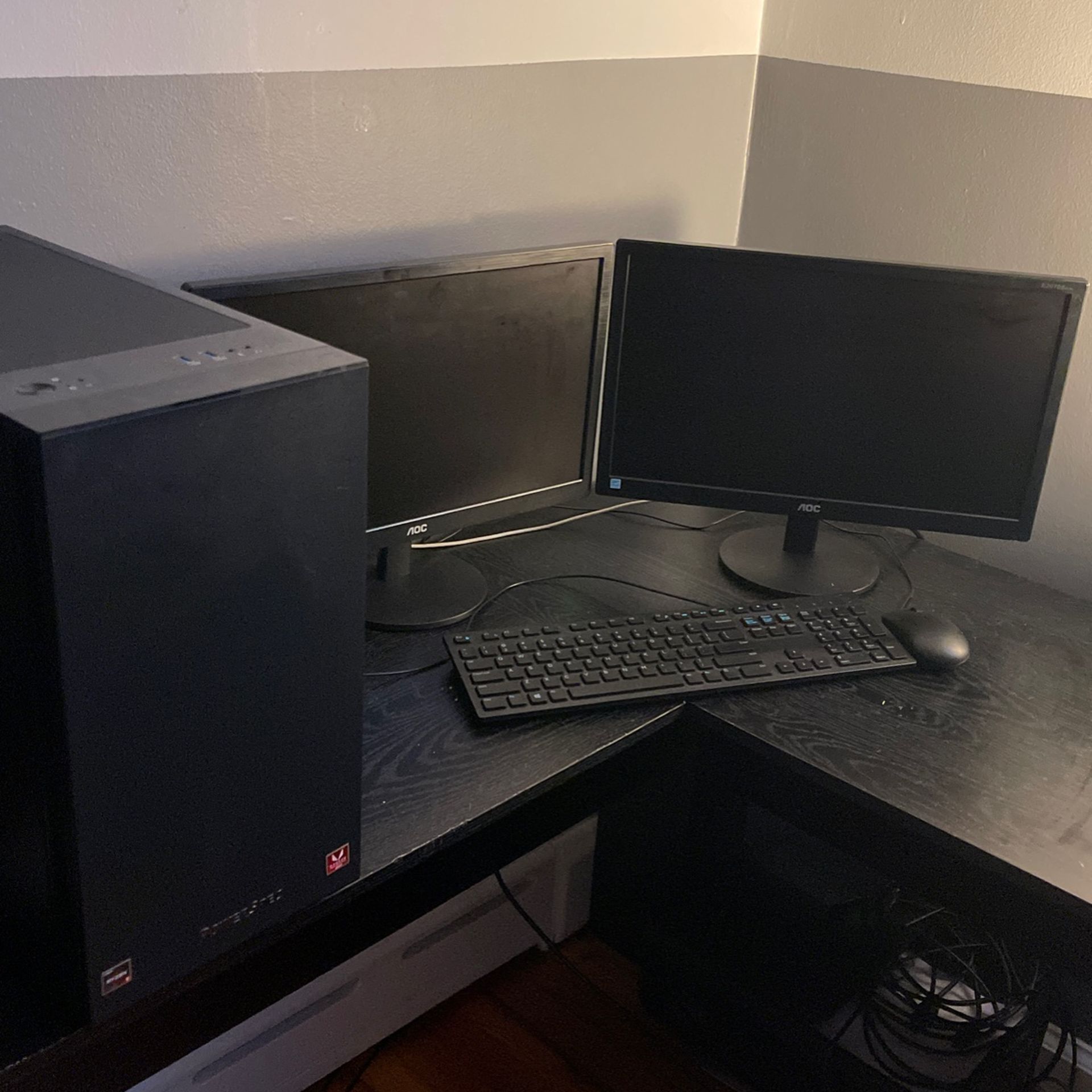 PC Desktop (Power Spec ) And Dual Monitor (AOC) LIKE NEW