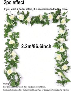 10 pcs / Artificial Hanging Rose Flower Vines Fake Floral Garland Rose Ivy Rattan Faux Silk Rose Plant With Greenery Leaves,Party,Wedding,Home,Bedroom