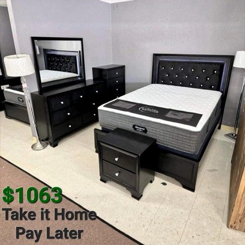 MICAH BLACK LED PANEL BEDROOM SET
