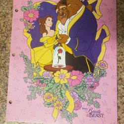 VTG 90s Disney School Folder Beauty and the beast 