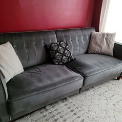 Grey Velvet Sleeper Sofa 