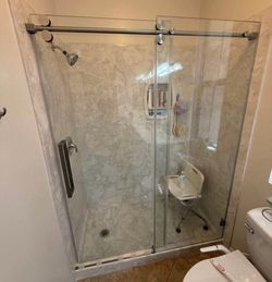 Shower door with install