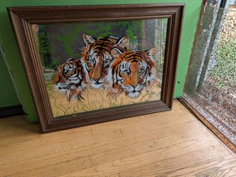 Vintage painted tiger mirror