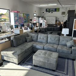 3 Piece  Reversible Sectional Set W/ Ottoman 