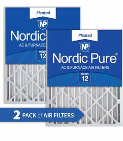 Nordic Pure MERV 12 Pleated AC & Furnace Air Filters 2-Pack