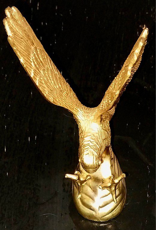 Vintage Eagle Sculpture 24 K Gold Inside & Out. Stands 5 Inches Tall