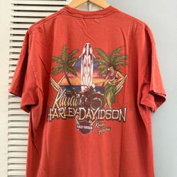 Vintage Harley Davidson Kauai, Hawaii Orange Cropped T-shirt