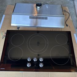 LIKE NEW - Samsung 36” Electric Cooktop + Cosmo Exhaust Hood