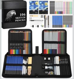 COOL BANK 188 Pack Art Supplies Sketching Kit with 3-Color Sketch Book, Coloring Book, Drawing Pencils with Graphite Colored Charcoal Watercolor & Met