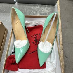 Christian Louboutin Pigalle Shoes Aquamarine Size 36 Red Bottoms high heel