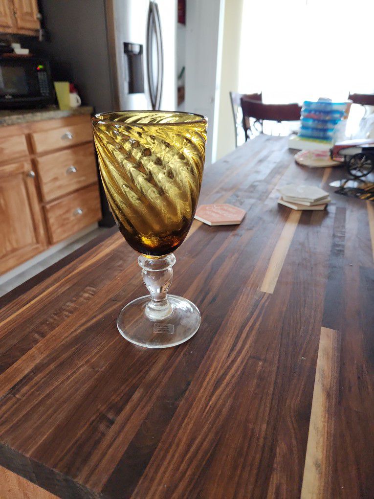 Swirl Vintage Amber Glasses