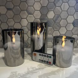 Glass Flameless Candles Gray