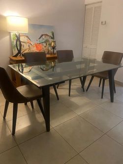 Juego de comedor moderno de cristal + 4 sillas