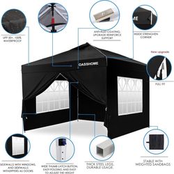 10'x10' Pop Up Canopy Tent with 4 Sidewalls, Waterproof UV Protection & Steel Frame,Black
