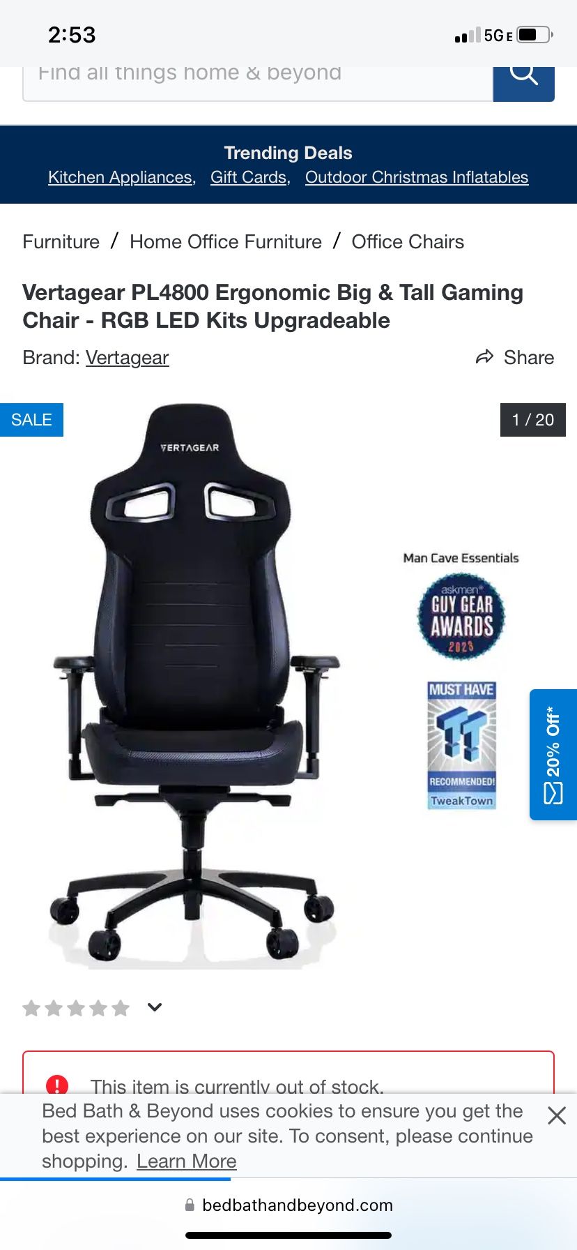 Vertagear PL4800 Ergonomic Big Tall Gaming Chair