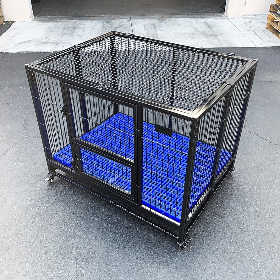 (NEW) $170 Large Heavy-Duty Dog Crate 41”x31”x34” Single-Door Folding Cage Kennel w/ Plastic Tray