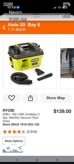 Ryobi cordless 3gallon vacuum