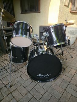 Vintage Marigold 5-Piece Drum Set with Sabian 16" Bright Crash Symbal and Sabian 13" Bright Hats