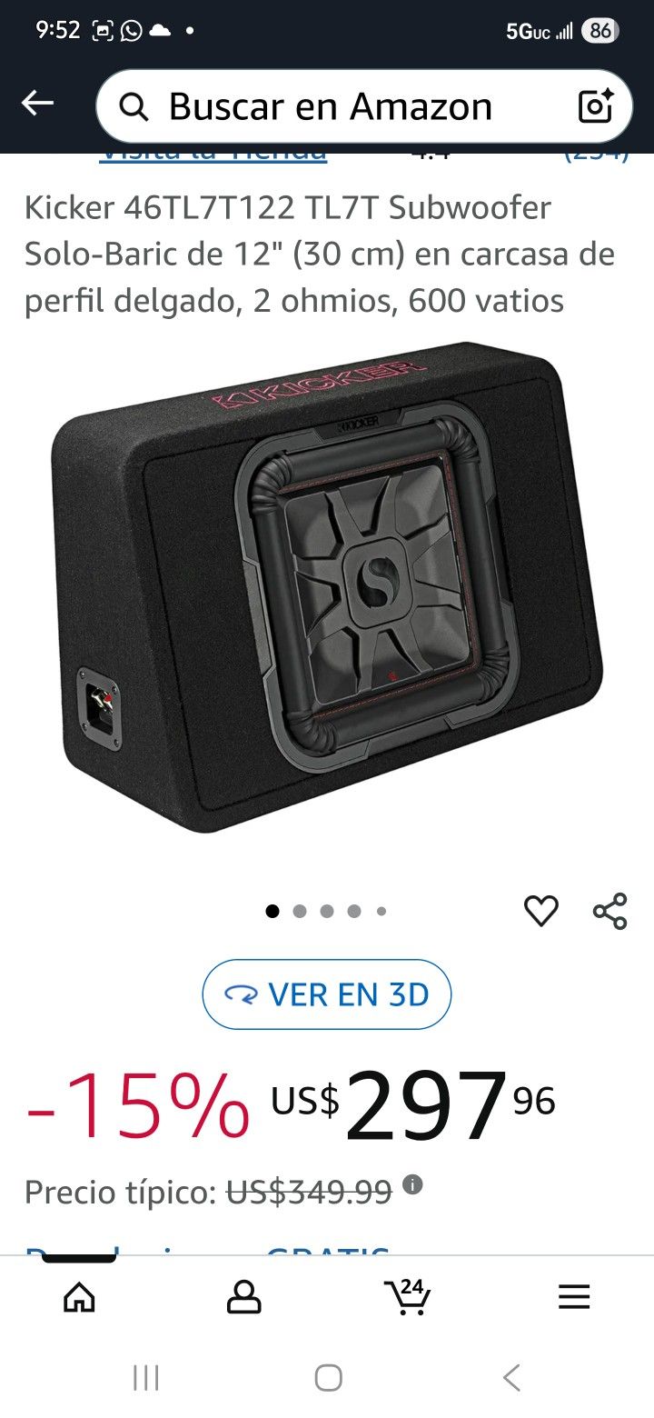 Subwoofer Kicker Una Con Cajón Usadas En Buen Estado