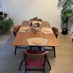 Mid-century modern dining table with 4 chairs