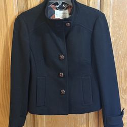 Stylish Banana Republic Black 100% Wool Button Up Jacket Women’s Size Small