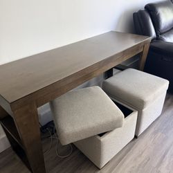Table And 2 Storage Ottomans