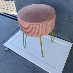 Pink velvet stool