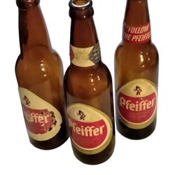 1950s Vintage Pfeiffer Label Empty Beer Bottles 