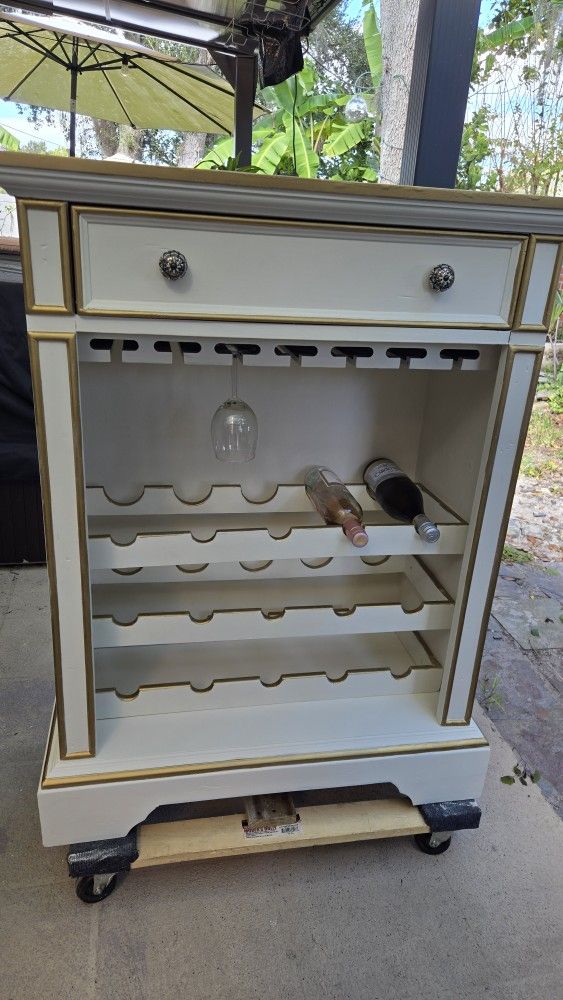 White & Gold Wine Cabinet